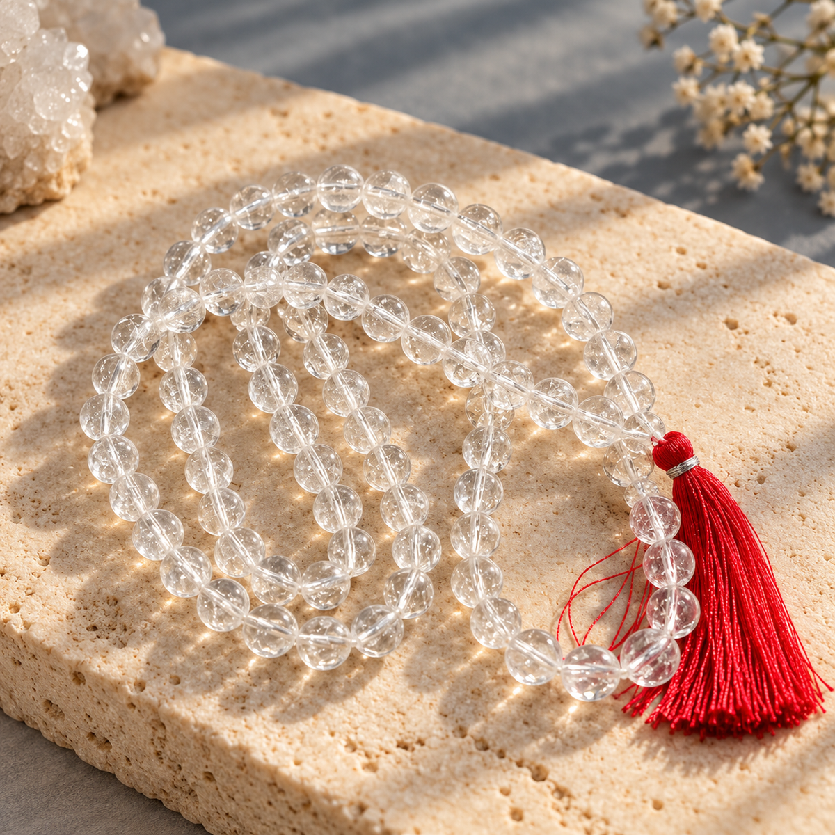 Clear quartz jaap mala