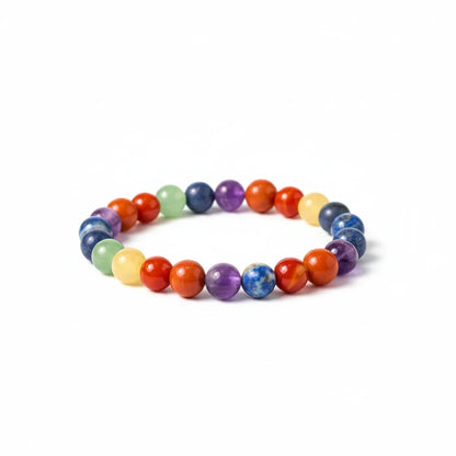 Shri Divya Ratan 7 chakra bracelet featuring 8mm natural gemstone beads for spiritual healing and energy balance